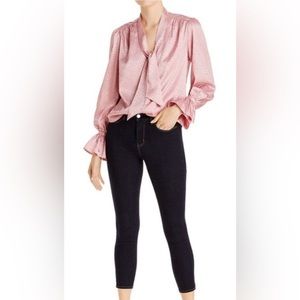 LINI Jacquard Design Pink Blouse Size Small